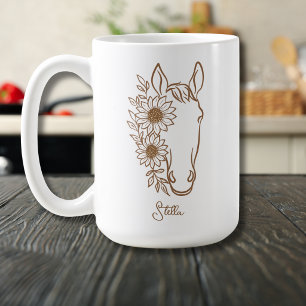 Mug Cadeau élégant pour amateur de chevaux tournesol