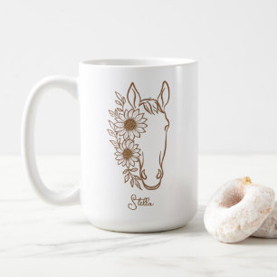 Mug Cadeau élégant pour amateur de chevaux tournesol