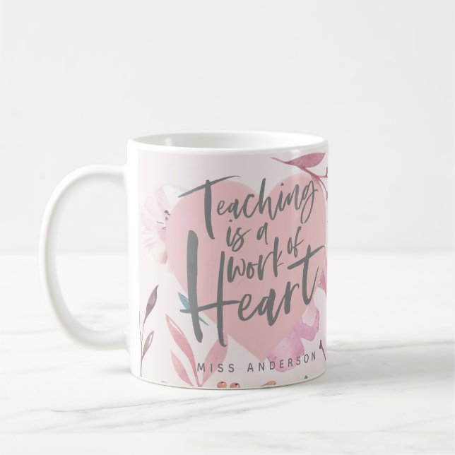 Mug Cadeau enseignant aquarelle coeur (Gauche)