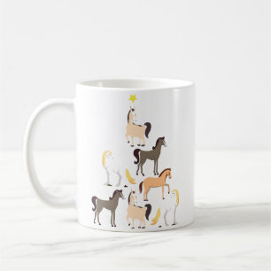 Mug Cadeau équestre mignon d'arbre de Noël de cheval