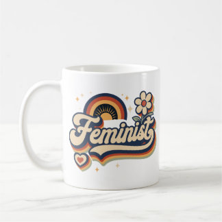 Mug Cadeau Féministe Rétro Années 70 Arc-en-ciel Fémin
