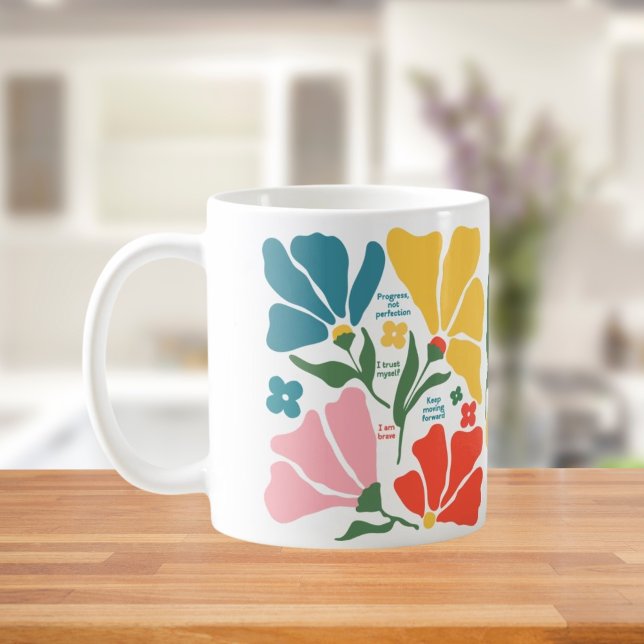Mug Cadeau floral Abstrait moderne, affirmation positi (Créateur téléchargé)