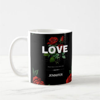 Mug Cadeau Floral Romantique de Nom Personnalisé pour 