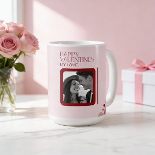 Mug Cadeau moderne de la Saint-Valentin rouge et rose