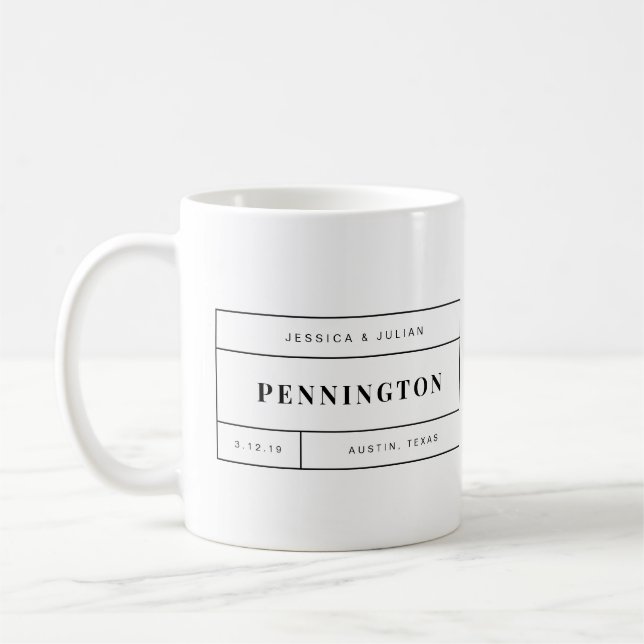 Mug Cadeau noir et blanc de mariage ou d'anniversaire (Gauche)