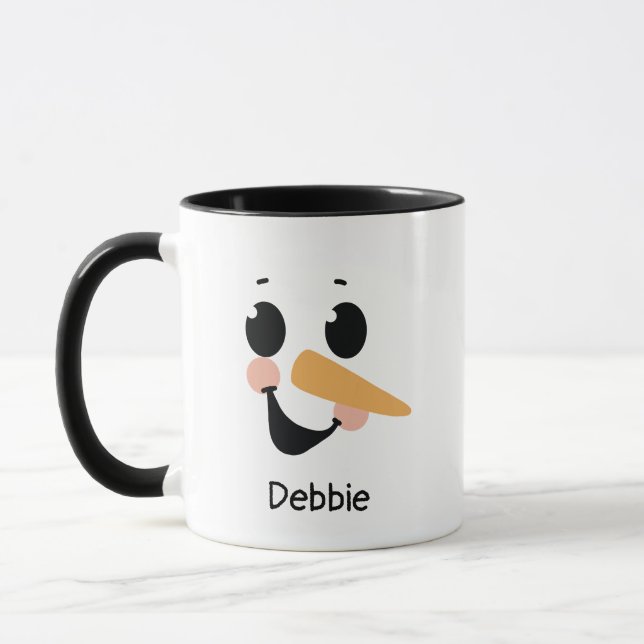 Mug Cadeau Père Noël Secret, Snoman Face, drôle de mul (Gauche)