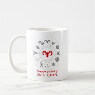 Mug Cadeau personnalisé Aries Zodiac Anniversaire