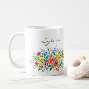Mug Cadeau personnalisé avec une jolie aquarelle flora