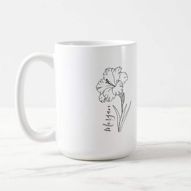 Mug Cadeau personnalisé d'août Gladiolus Fleur de nais (Gauche)