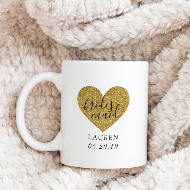 Mug Cadeau personnalisé de demoiselle d'honneur au cœu (Créateur téléchargé)