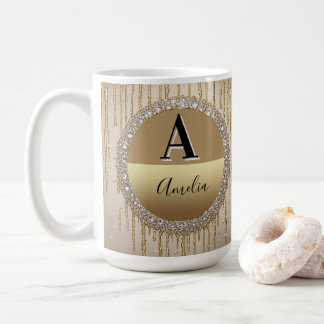 Mug Cadeau personnalisé de monogramme en or pour maria