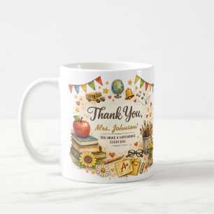 Mug Cadeau personnalisé de remerciement d'enseignant à