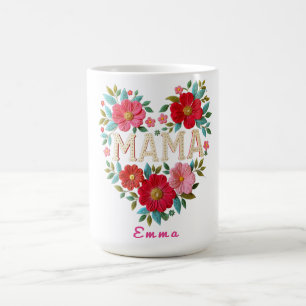 Mug Cadeau personnalisé Fleur de cœur de Maman