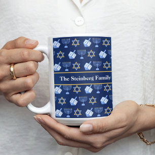Mug Cadeau personnalisé Hanoukka Dreidel Menorah
