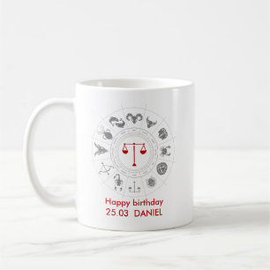 Mug Cadeau personnalisé Libra Zodiac Anniversaire
