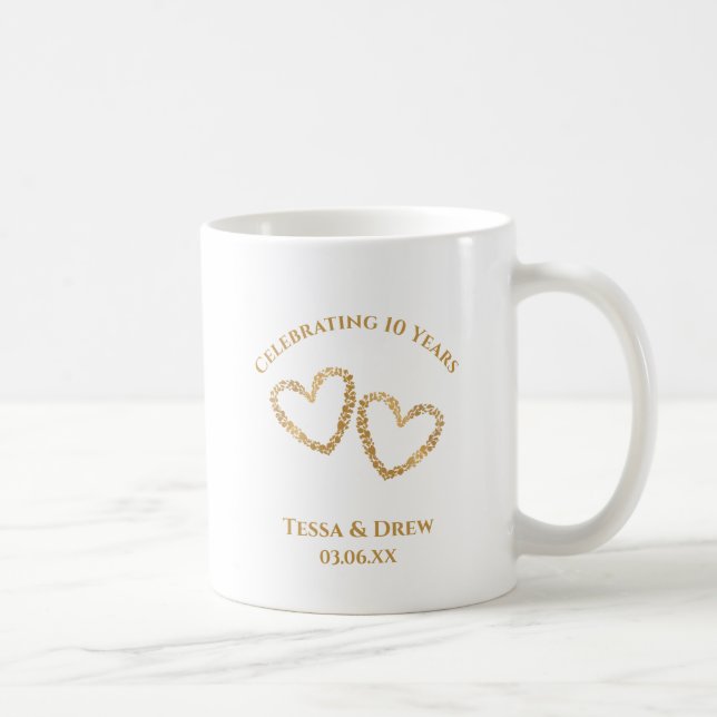 Mug Cadeau personnalisé moderne pour 10 ans de mariage (Droite)