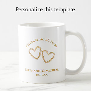 Mug Cadeau personnalisé moderne pour les 20 ans de mar