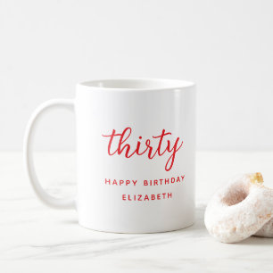 Mug Cadeau personnalisé moderne rouge 30e anniversaire