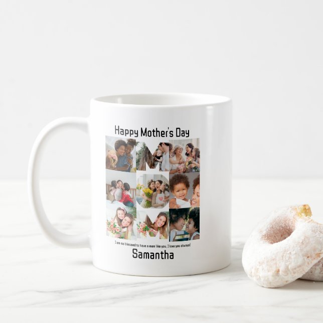 Mug Cadeau personnalisé pour maman mère Fête 9 Photo C (Avec donut)
