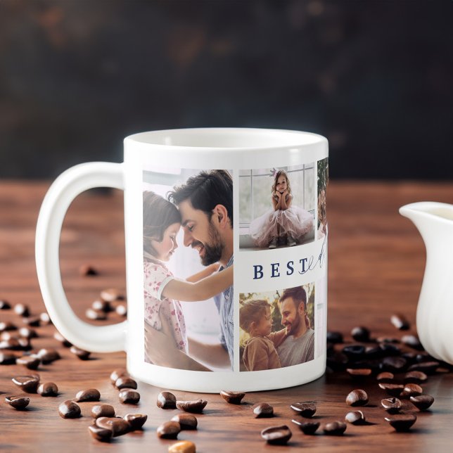 Mug Cadeau Pour Best Daddy Ever Famille Photo Collage  (Gift For Best Daddy Ever Family Photo Collage Navy Coffee Mug)