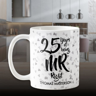 Mug Cadeau pour les 25 ans de mariage - coeurs confett
