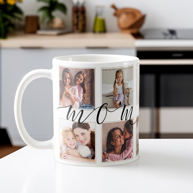 Mug Cadeau pour maman | Collage de garde de photos de  (Gift for Mom | Family Photo Keepsake Collage Coffee Mug)