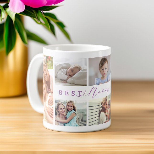 Mug Cadeau Pour Meilleur Collage Photo Famille Nonna E (Gift For Best Nonna Ever Family Photo Collage Coffee Mug)