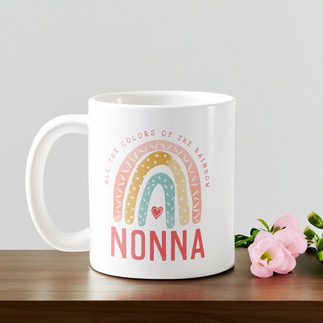 Mug Cadeau pour Nonna | Toutes les couleurs de l'arc-e (Gift For Nonna | All The Colors of The Rainbow Coffee Mug)