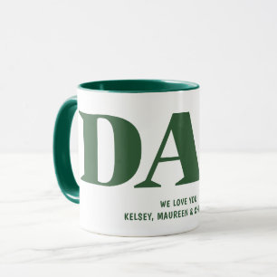 Mug Cadeau pour papa avec enfants Noms Café vert