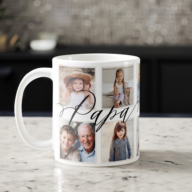 Mug Cadeau pour Papa | Collage photo pour petits enfan (Gift for Papa | Grandchildren Photo Collage Coffee Mug)