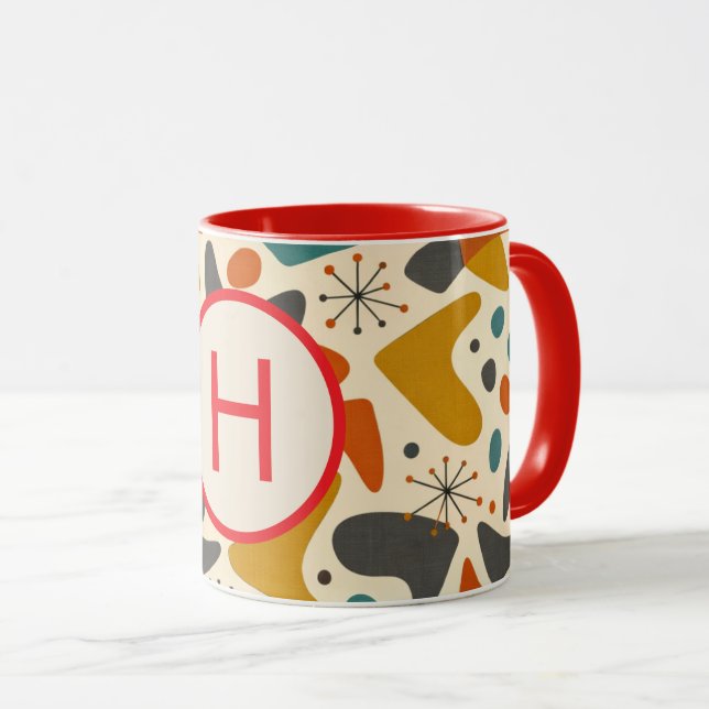 Mug Cadeau Rétro Initiale Monogramme (Devant droit)