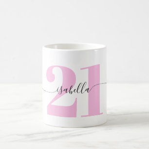 Mug Cadeau rose pour 21 ans