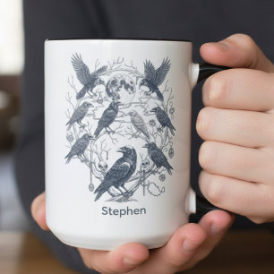 Mug Cadeau sombre académique crâne lune corbeau gothiq