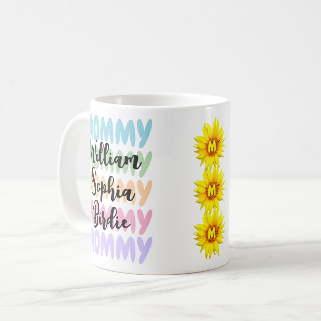 Mug Cadeau unique maman | Noms d'enfants modernes sur  (Devant gauche)