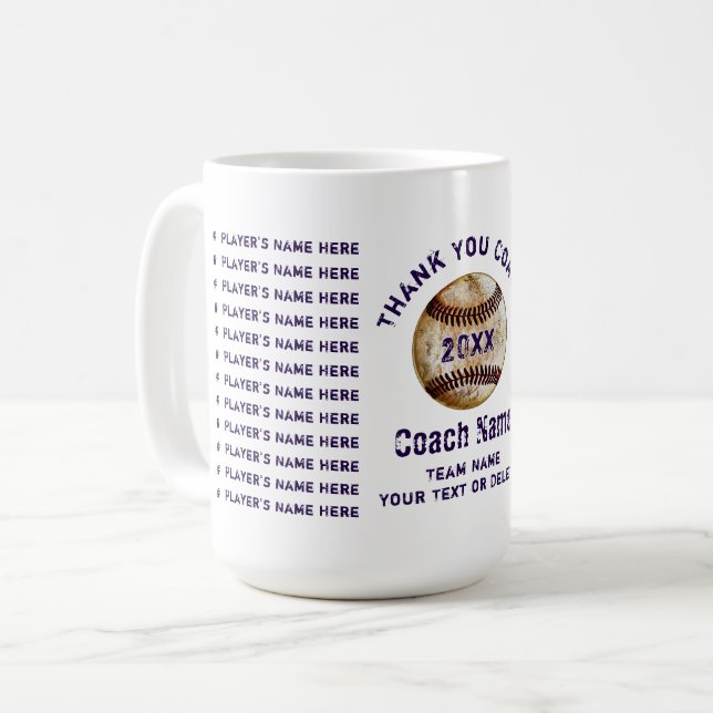 Mug Cadeaux bon marché d'entraîneur de base-ball, (Devant gauche)
