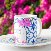 Cadeaux de femme de chambre bleu carreaux bougainv
