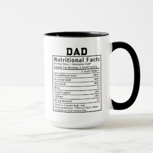 Mug Cadeaux de fête des pères Faits nutritionnels pour