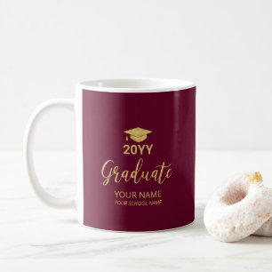 Mug Cadeaux de fin d'études personnalisés Or et Bourgo