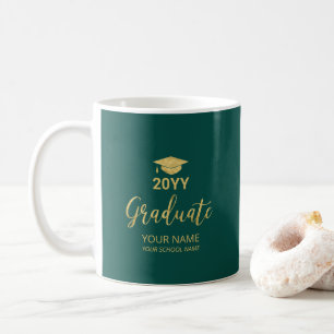 Mug Cadeaux de fin d'études personnalisés Or & Vert