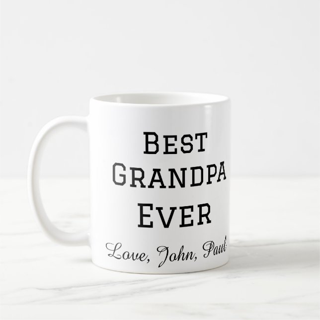 Mug Cadeaux de grand-père simple nom (Gauche)
