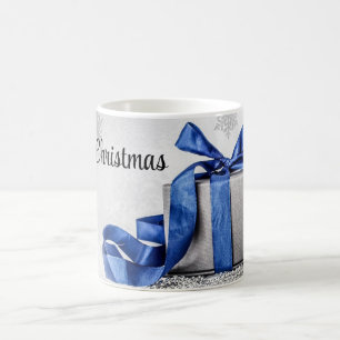 Mug Cadeaux de Noël bleus et argentés 