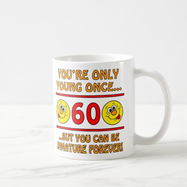 Mug Cadeaux de sac de 60e anniversaire immatures (Droite)