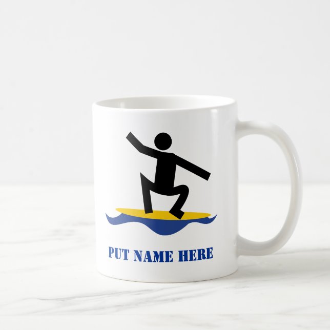 Mug Cadeaux de surf, surfer sur sa planche de surf (Droite)