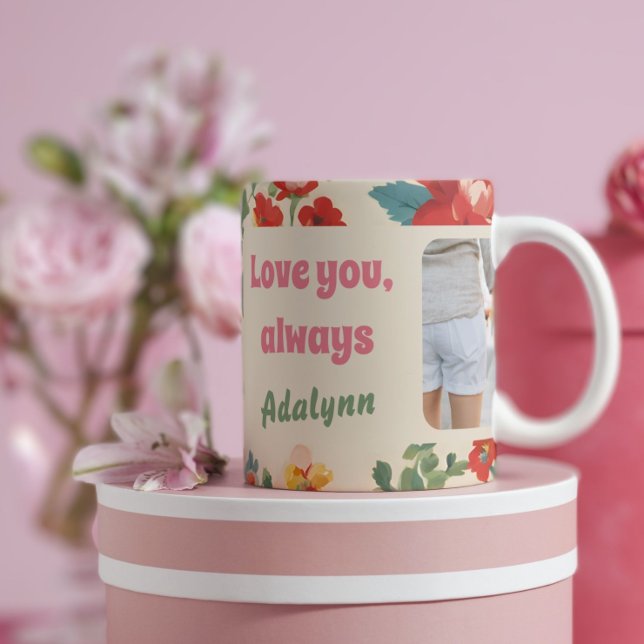 Mug Cadeaux personnalisés de photos florales Valentine (Custom Floral Photo Valentines Gifts for Teens)