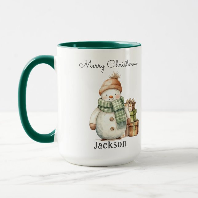 Mug Cadeaux personnalisés Snowman & Noël (Gauche)