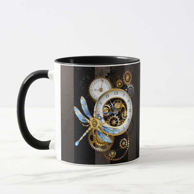 Mug Cadran Steampunk avec libellule (Gauche)