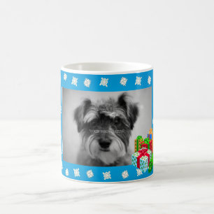 Mug Cadre bleu de photo de neige de Noël