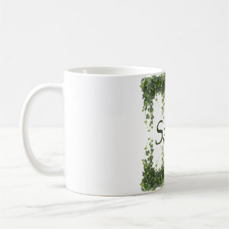 Mug Cadre botanique personnalisé élégant au lierre ver