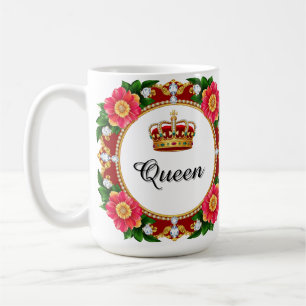 Mug Cadre Couronne Royale Avec Diamants Et Bordure Flo