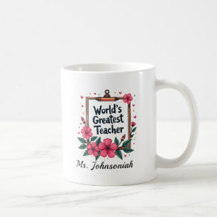 Mug Cadre de crayon floral rose Professeur le plus gén